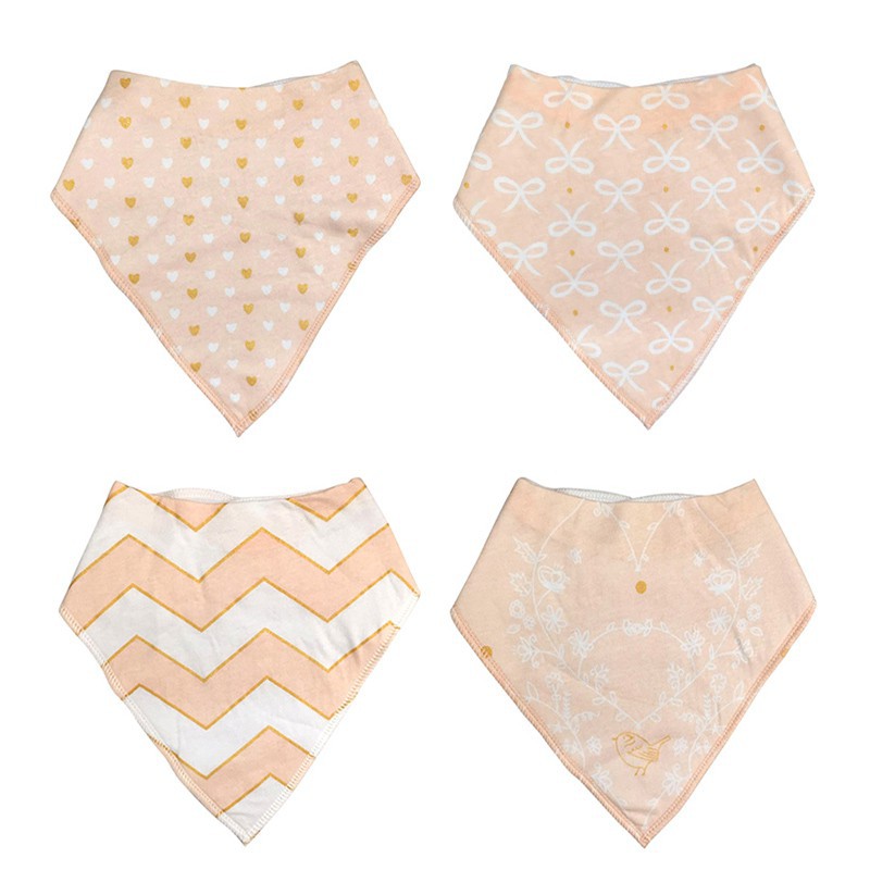 Set 4 Yếm Ăn Cotton In Họa Tiết Xinh Xắn Dành Cho Các Bé