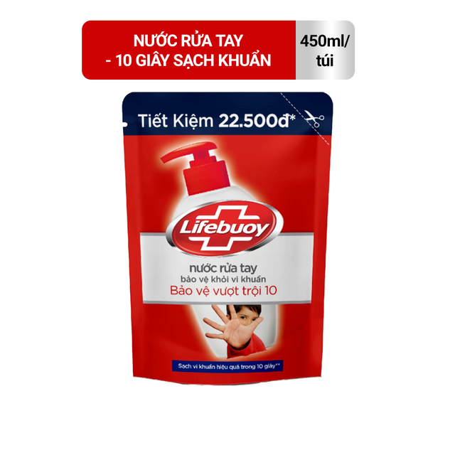 [ GIÁ SẬP SÀN ]  Nước rửa tay Lifebuoy Bảo vệ khỏi vi khuẩn 450gr (Túi)