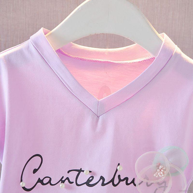 Bộ áo thun tay ngắn chân váy ren xòe ngắn dễ thương đáng yêu dành cho bé gái