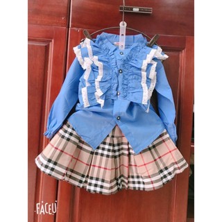 Xả Áo sơ mi cổ ren 2 tầng bé gái