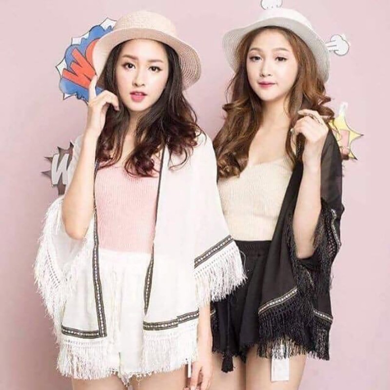 Kimono áo khoát choàng bikini tua rua cho nữ mặc đi biển du lịch sang chảnh AC005 | BigBuy360 - bigbuy360.vn