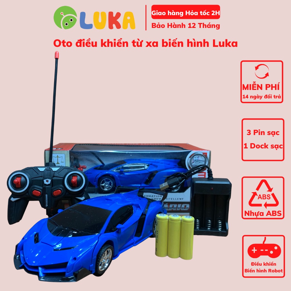 Đồ chơi trẻ em xe oto điều khiển từ xa Luka biến hình cho bé trai từ 2 tuổi nhựa ABS Premium