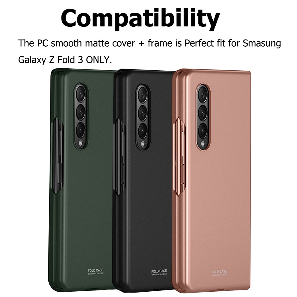Miimall ốp điện thoại Samsung Galaxy Z Fold 3 ốp lưng,PC cứng sang trọng mờ siêu mỏng nắp gập chống sốc cho Z Fold 3 5g phong cách tối giản vỏ