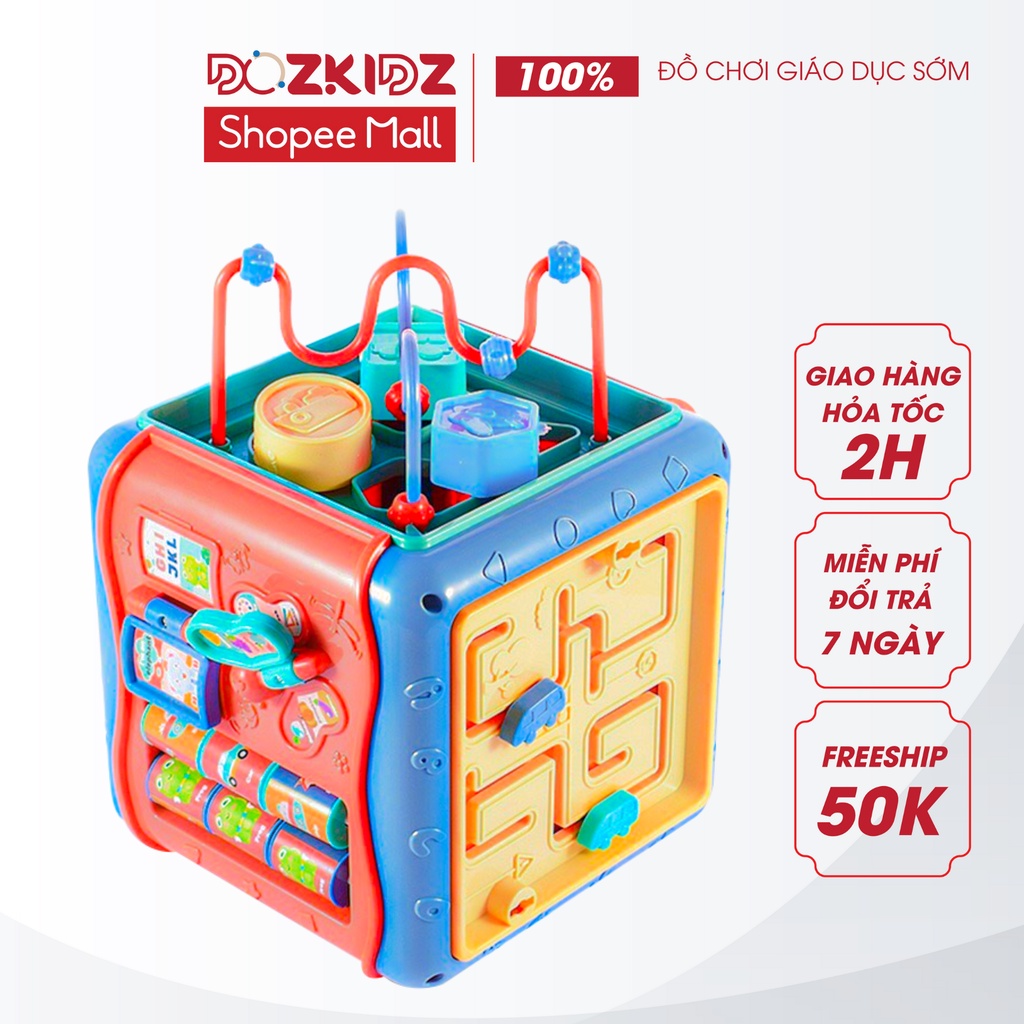 Đồ chơi trẻ em hộp đa năng 6 mặt 8 trong 1 phát triển toàn diện các kỹ năng cho bé từ 1-3 tuổi - DOZKIDZ