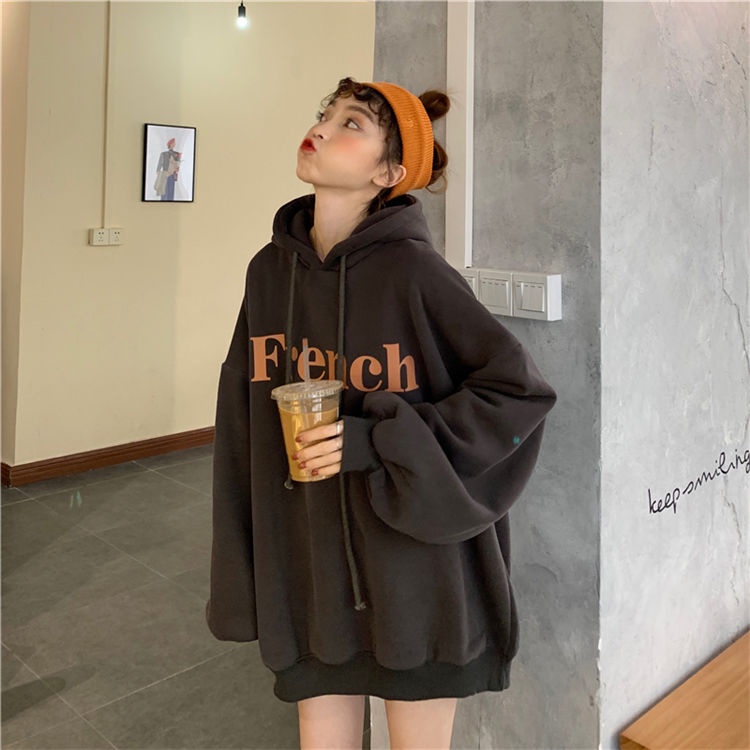 COZOK Áo Hoodie Dáng Rộng Dài Tay Thời Trang Cá Tính