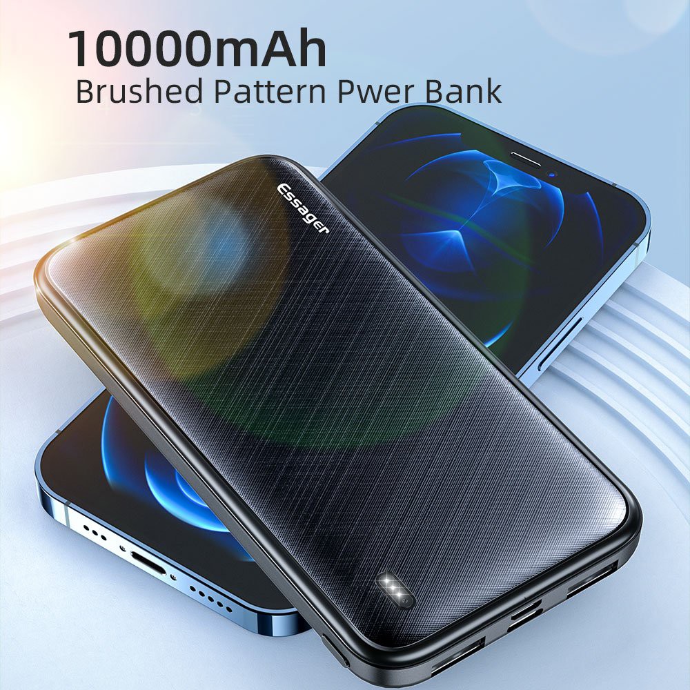 [GIÁ TỐT][BH 1:1] Sạc Dự Phòng ESSAGER 10000mAh Siêu Mỏng Siêu Nhẹ, 2 Cổng vào &amp; 2 Cổng ra tiện lợi, Sạc cho iPhone 12 S