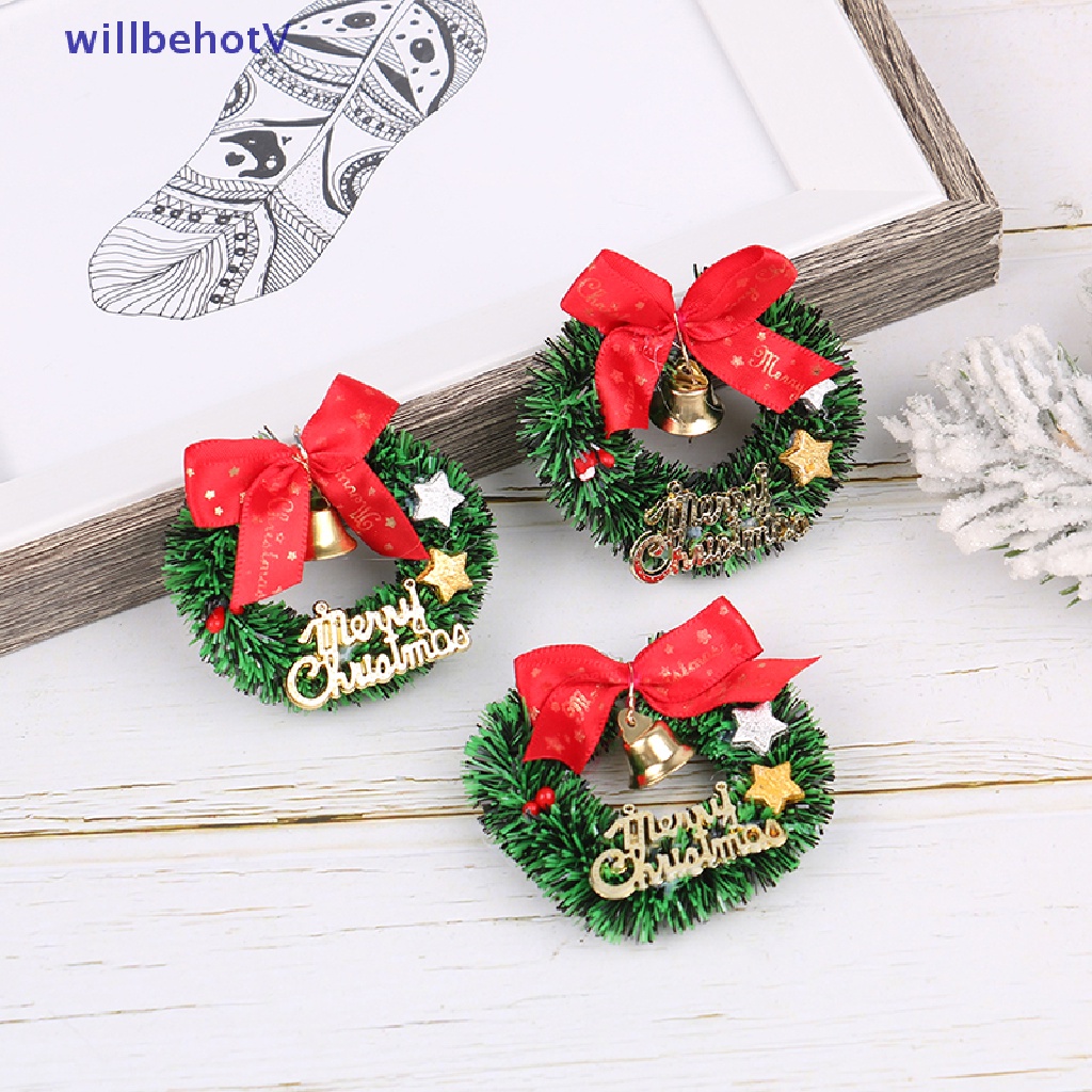 [WillbehotV] 1 Vòng Hoa Giáng Sinh Thu Nhỏ 1: 12 1: 6 Trang Trí Nhà Búp Bê