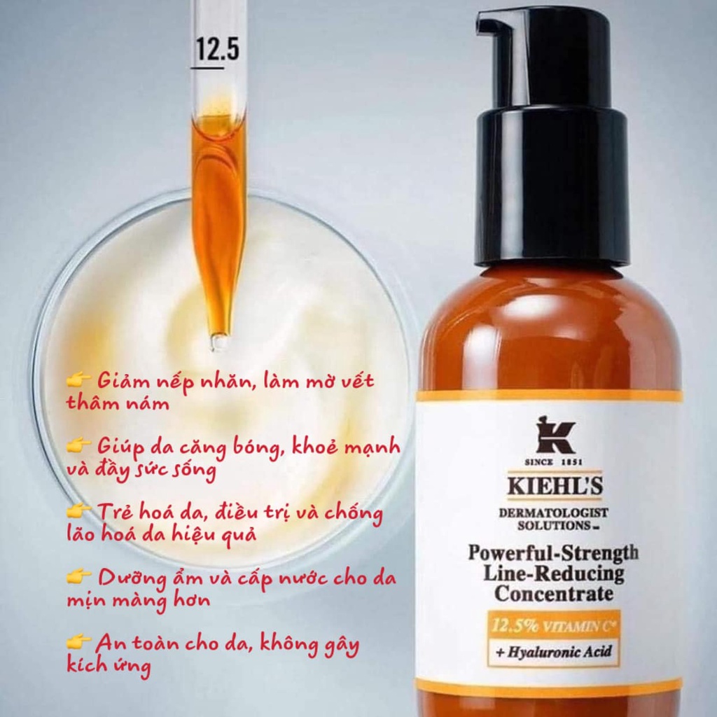 Kiehls Tinh Chất Serum Vitamin C Cải Tiến Sáng Da Mờ Nhăn Kiehls (Kiehl’s Powerful Strength Line Reducing Concentrate)