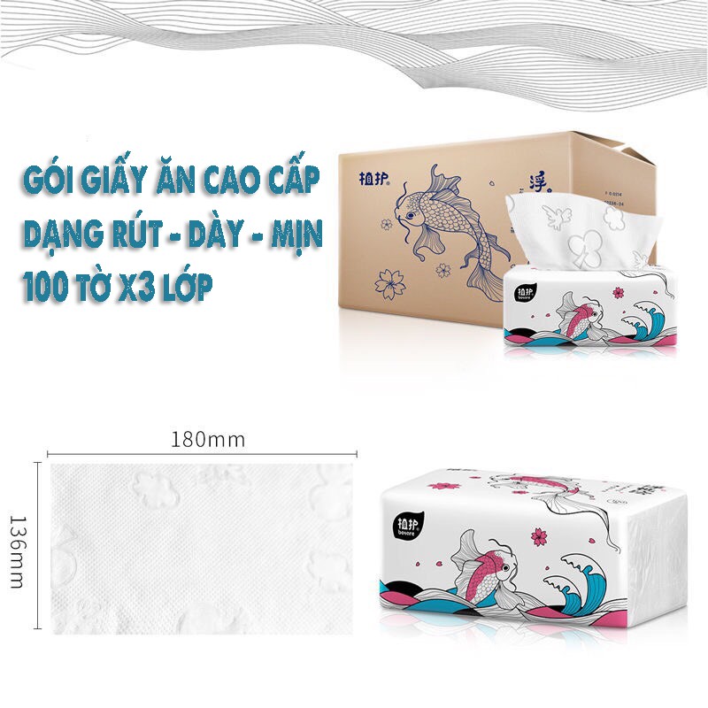 Gói 300 tờ giấy ăn Cao Cấp cá chép dày, dai, mịn