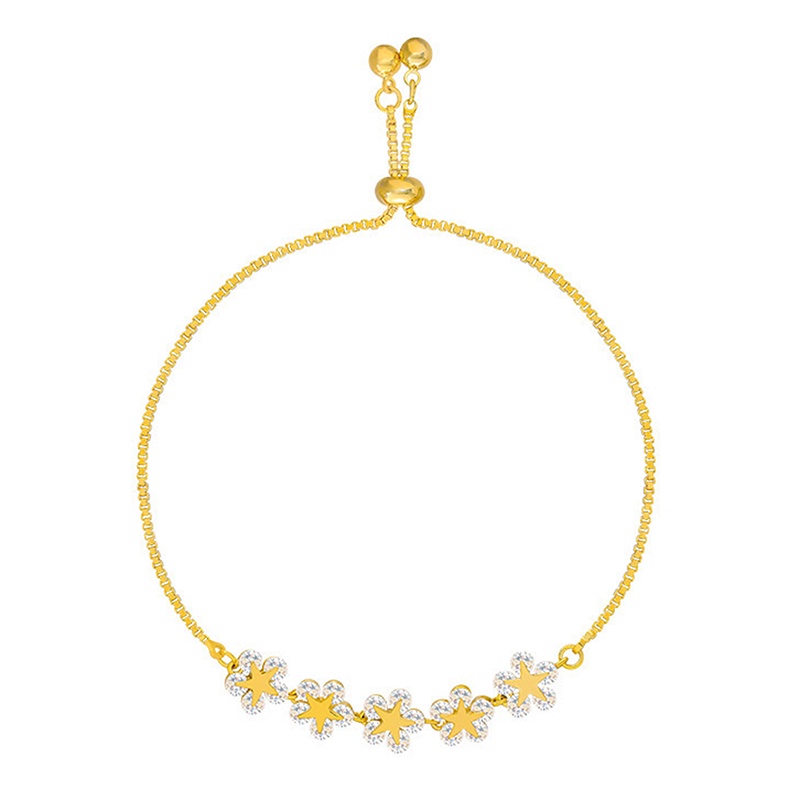 Vòng Đeo Tay Hình Hoa Năm Cánh Đính Đá Zircon Thời Trang Cho Nữ