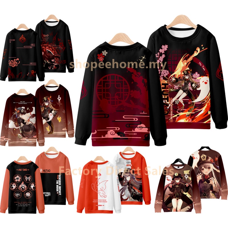 Áo Khoác Tay Dài Dáng Rộng In Họa Tiết Genshin Impact Hu Tao 3D Thời Trang Unisex 2022