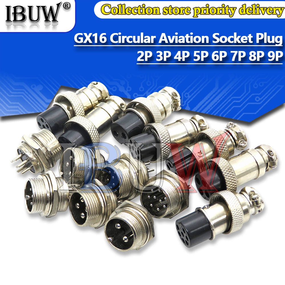 1 Bộ Phích Cắm Nối Hàn Kim Loại GX16 16mm 2PIN 3PIN 4PIN 5PIN 6PIN 2P 3P 4P 5P 6P 7P 8P 9P