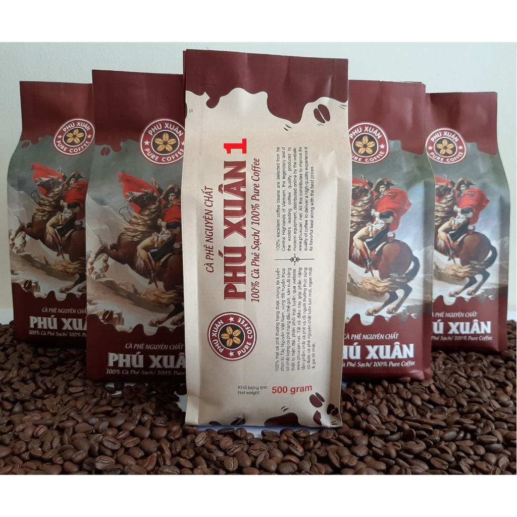 Phú Xuân 1 - 500g cà phê Hạt - 100% Cà Phê Nguyên Chất Robusta