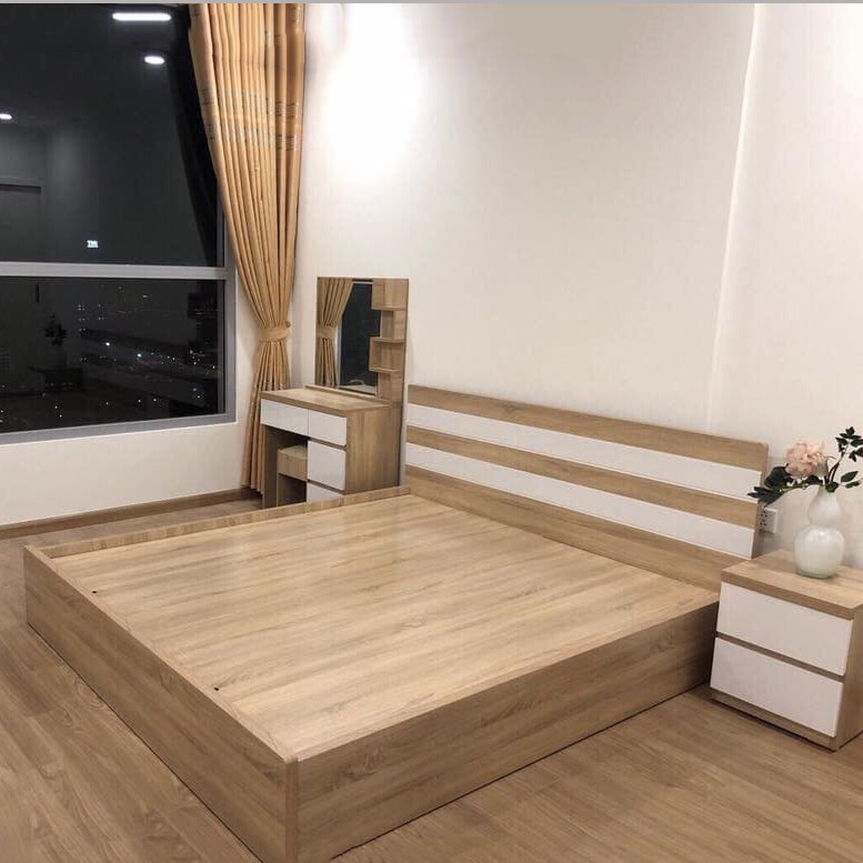 Giường ngủ gỗ công nghiệp giá rẻ, giường ngủ hiện đại Hà Nội 1,6x2m bảo hành 1 năm uy tín