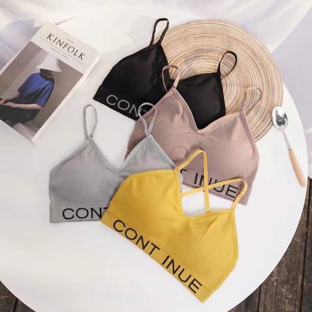 Áo Bra 2 dây in chữ siêu xinh TRIPBLT T DRESS- Free size