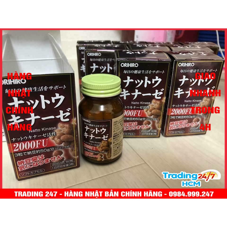[Hỏa tốc HCM] Viên uống Natto Kinase Orihiro 2000fu ngăn ngừa tai biến, chống đột quỵ 60 viên Nhật Bản