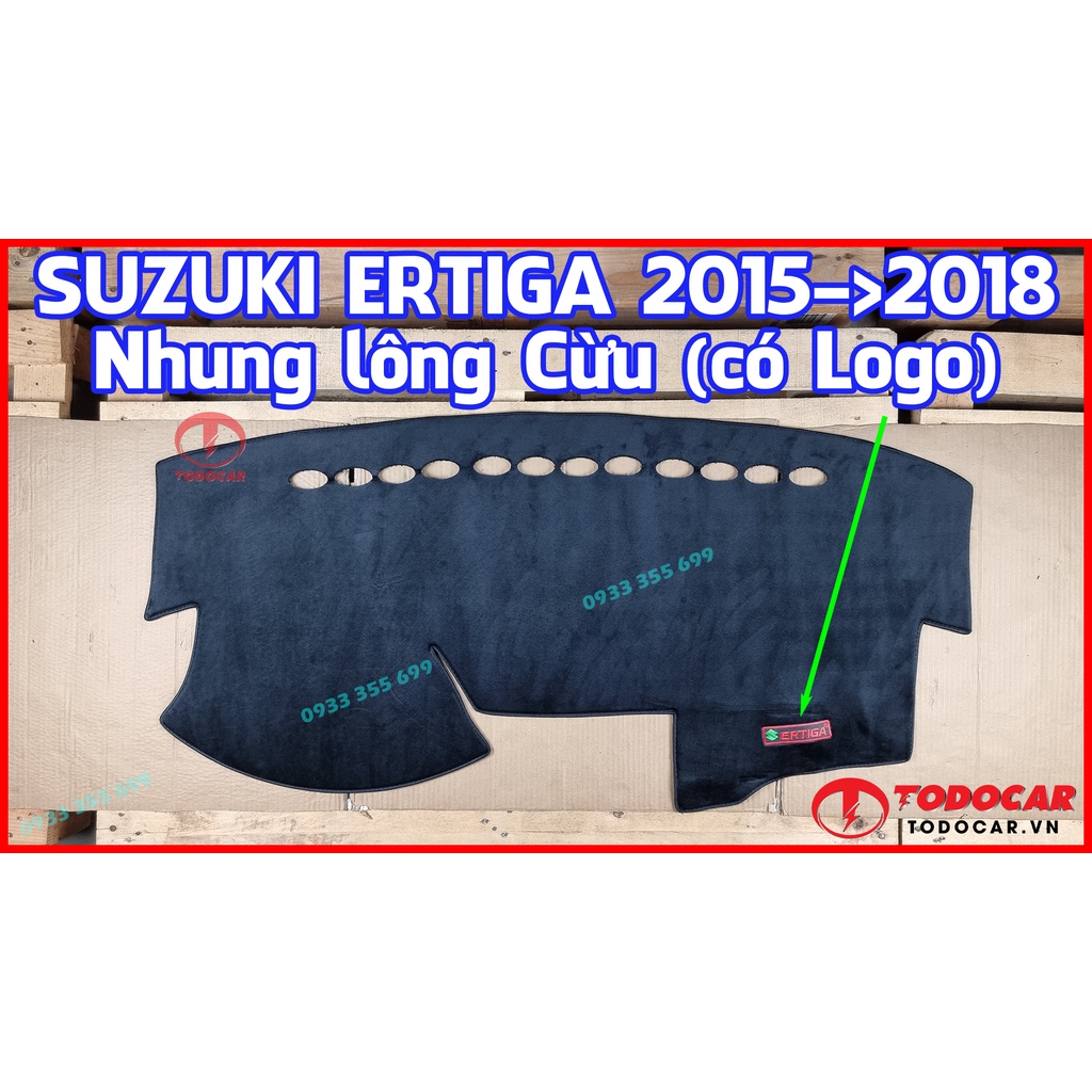 Thảm Taplo SUZUKI ERTIGA bằng Nhung lông Cừu hoặc Da vân Carbon, Da vân Gỗ 2015 2016 2017 2018 2019 2020 2021 2022 2023