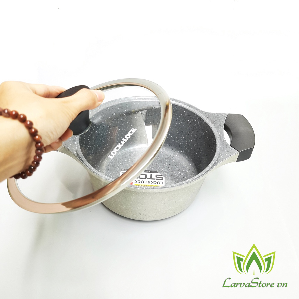 Set Nồi Và Chảo Sâu Lòng Lock&amp;Lock Stone 2EA LCA6202S2 (Nồi 20cm + Chảo 30cm) Đáy từ