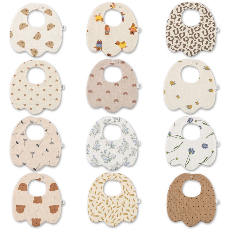 Yếm Ăn Hình Chữ U Bằng Vải Cotton Thoáng Khí Dành Cho Bé
