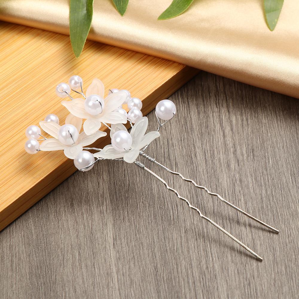 EUCA Trâm Cài Tóc Chữ U Hình Hoa Đính Pha Lê 1 Cái Cho Cô Dâu