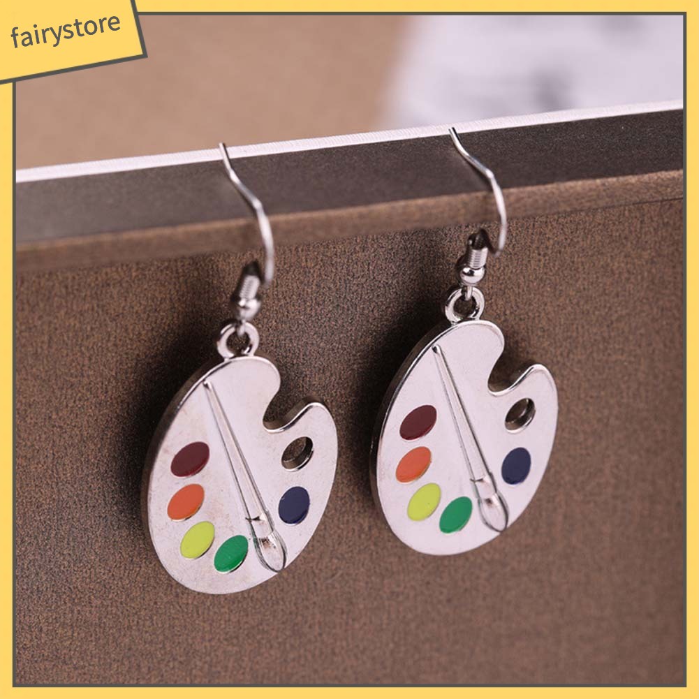 Hoa Tai Dáng Dài Mặt Hình Cọ Sơn Độc Đáo Cho Nữ