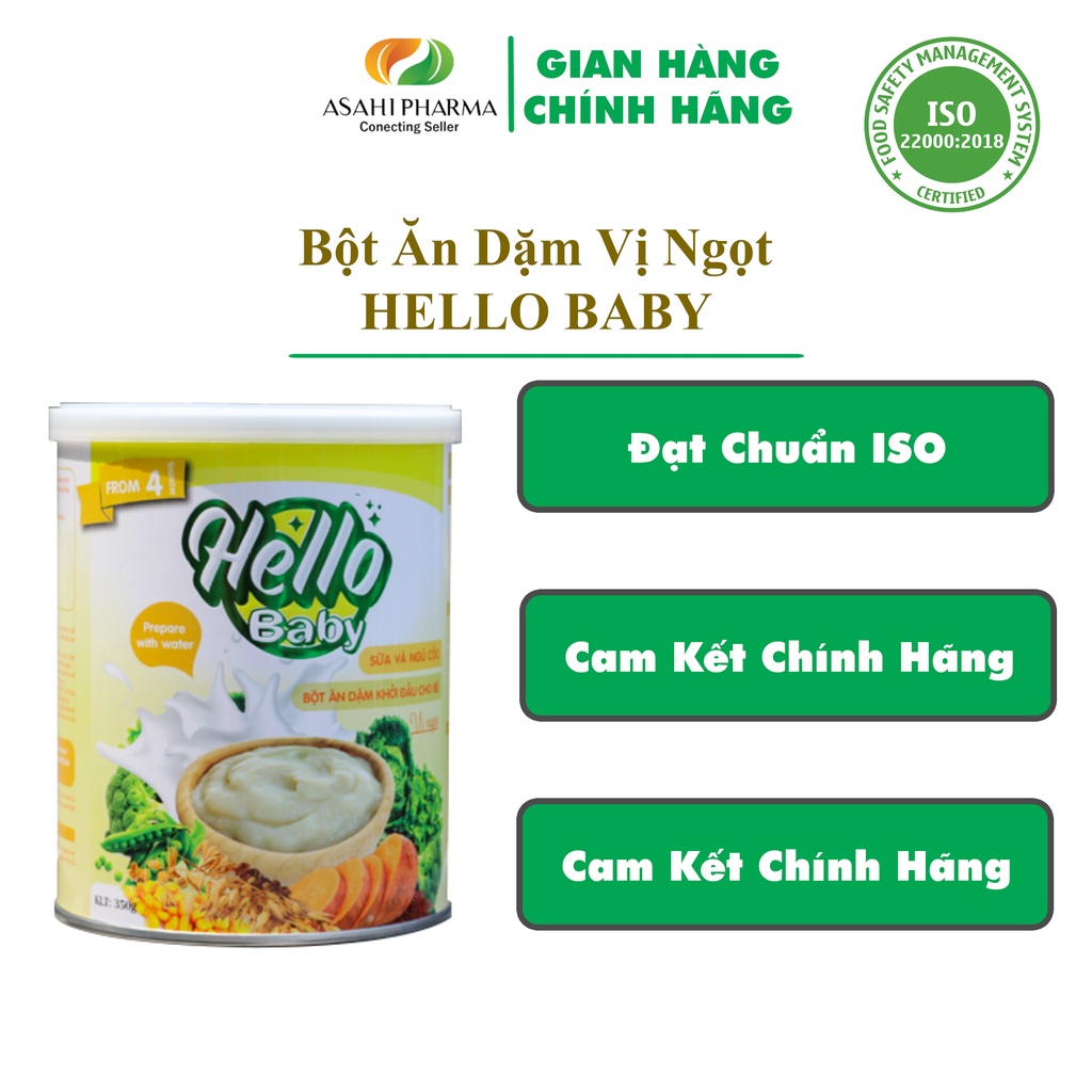 Bột Ăn dặm HELLO BABY 350gr Vị ngọt cho trẻ từ 4 tháng tuổi trở lên - Bổ sung nguồn dinh dưỡng tối ưu cho bé