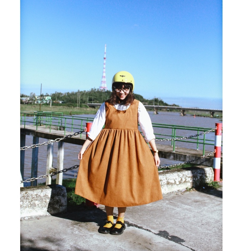 Váy Babydoll Nhung Tăm Xoè Rộng Vui Thu Đông Ấm