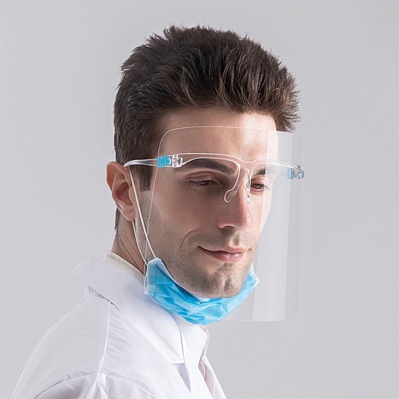 Face Shield Kính Chống Dịch, Chống Giọt Bắn, Bụi Trong Suốt Nhựa PET, Khẩu Trang Nhựa