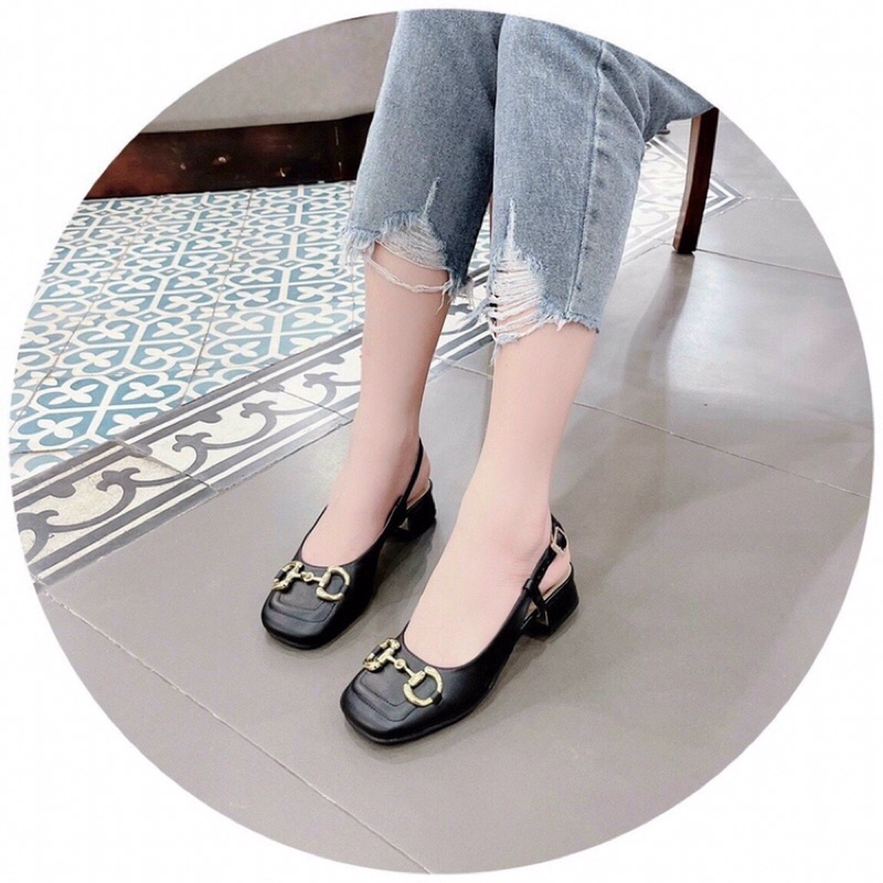 Sandal bít mũi Gu Chì 3p tag khoá to đẹp ảnh thật