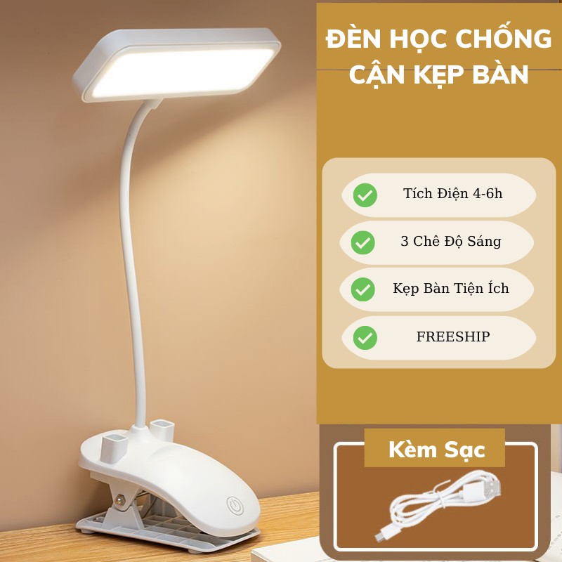Đèn Kẹp Bàn Học Bàn Làm Việc Chống Cận Thị Sạc Tích Điện Siêu Nhanh, Đèn Trần Phú