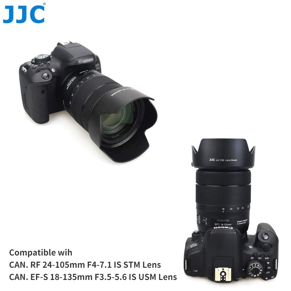 JJC EW-73D Loa che nắng máy ảnh Thay Thế EW-73D cho Ống kính Canon RF 24-105mm F4-7.1 IS STM &amp; Ống kính Canon EF-S 18-135mm F3.5-5.6 IS USM