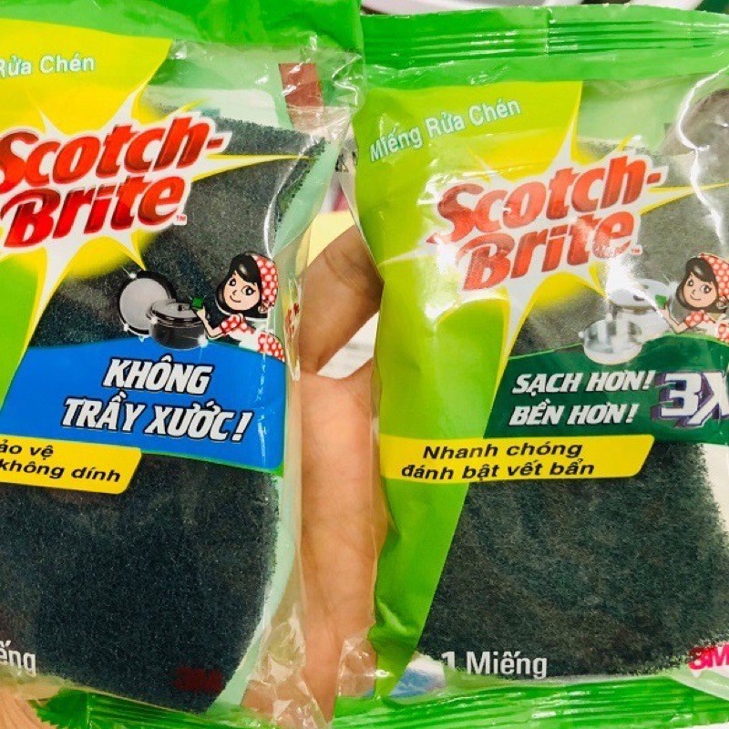 Miếng Rửa Chén Scotch Brite 3M - Sạch Hơn, Bền Hơn, Chống Trầy Xước