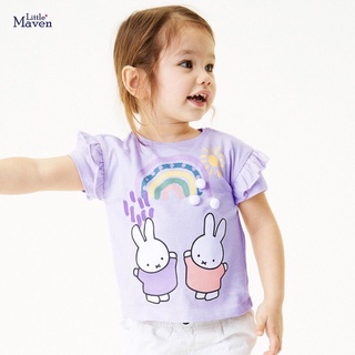 Áo bé gái Little maven áo thun cotton tím