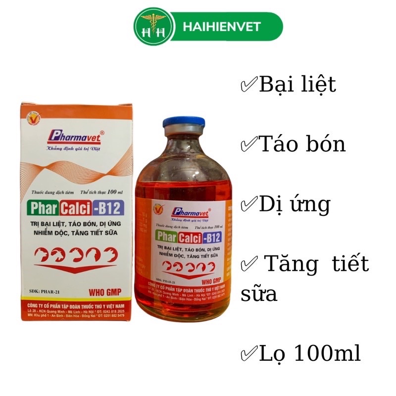 100ml Canxi B12 - bổ sung canxi và vitamin B12 trên thỏ, chó, lợn, dê, nghé, ngựa, bê, trâu, bò