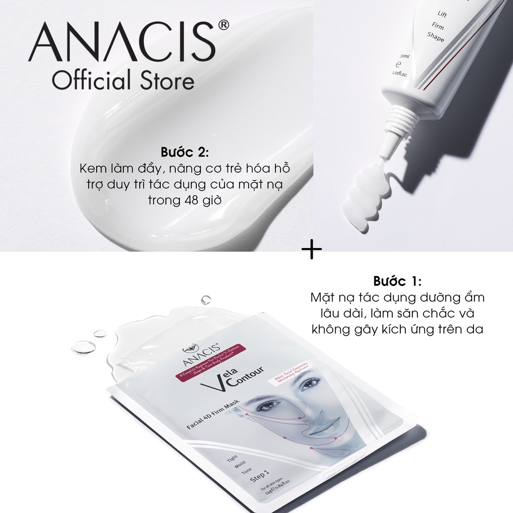 Kem chống lão hóa, làm đầy và xóa nhăn vùng mắt, nâng cơ vùng cằm Vela Contour V Firming Cream thương hiệu Anacis 30ml