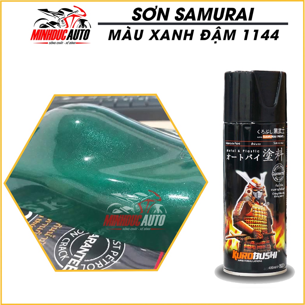 Sơn Samurai xanh đậm lấp lánh ánh kim 1144** - chai sơn xịt chuyên dụng dành cho sơn xe máy, ô tô