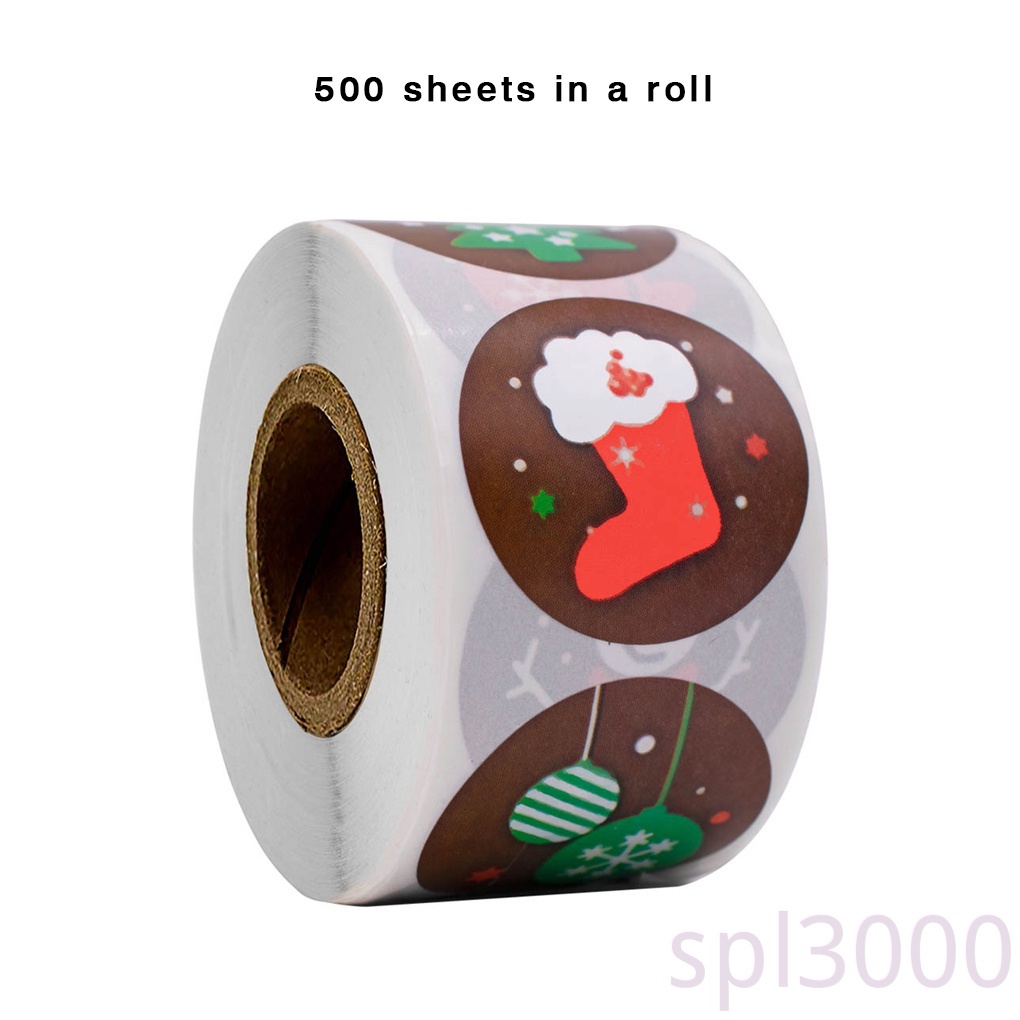 Cuộn 500 miếng dán niêm phong hộp quà Giáng Sinh