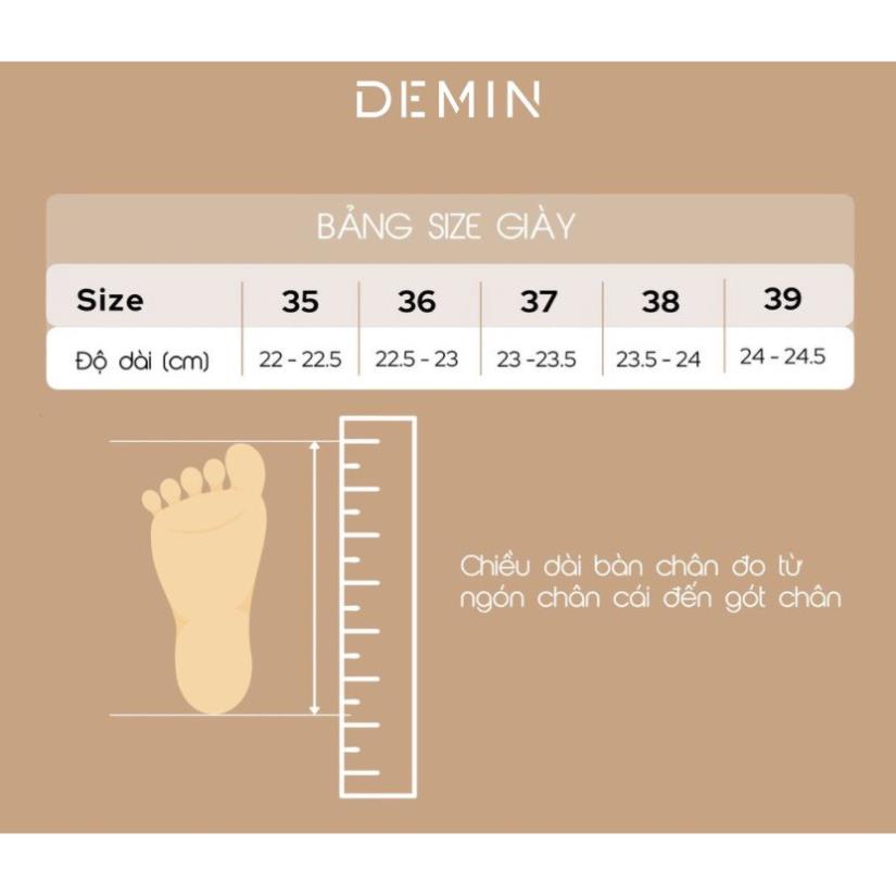 Giày cao gót 5cm DEMIN Giày cao gót da mềm mũi vuông gắn hoạ tiết - KCG060 $$