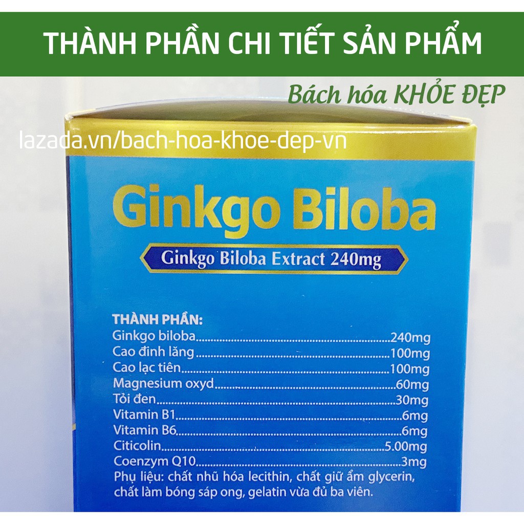 Hoạt huyết dưỡng não Ginkgo Biloba Extract 240mg - Hộp Xanh da trời 100 viên