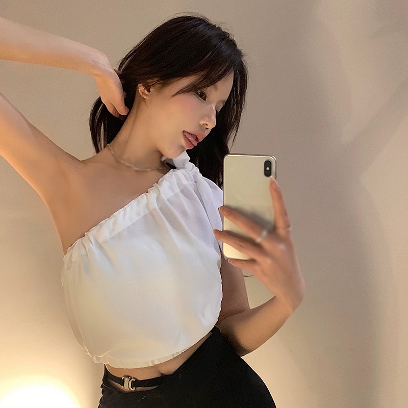 Áo Hai Dây Ngắn Màu Trơn Thắt Nơ Phong Cách Hàn Quốc Thời Trang Cho Nữ