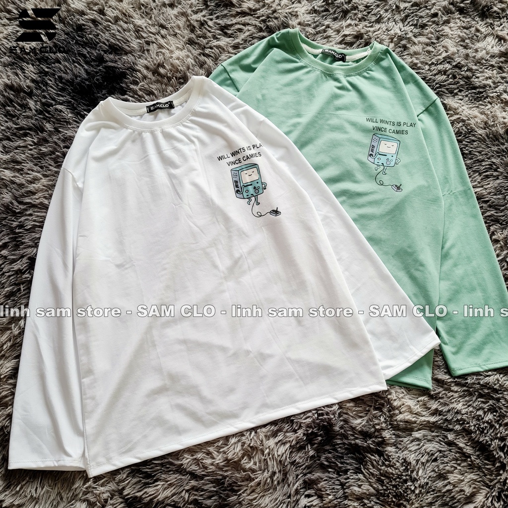 Áo thun TAY DÀI nữ SAM CLO ULZZANG freesize phông form rộng dáng unisex mặc cặp, nhóm, lớp in hình MÁY CHƠI GAME