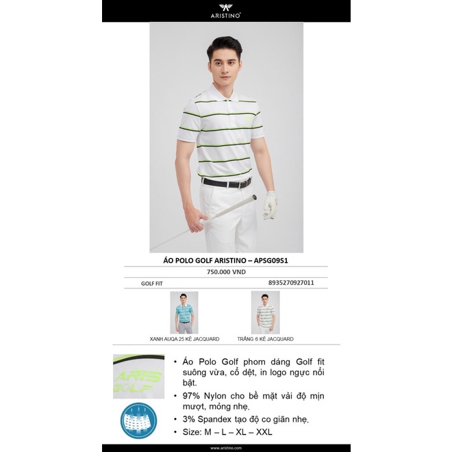 Áo polo nam, áo tập golf ARISTINO APSG09S1