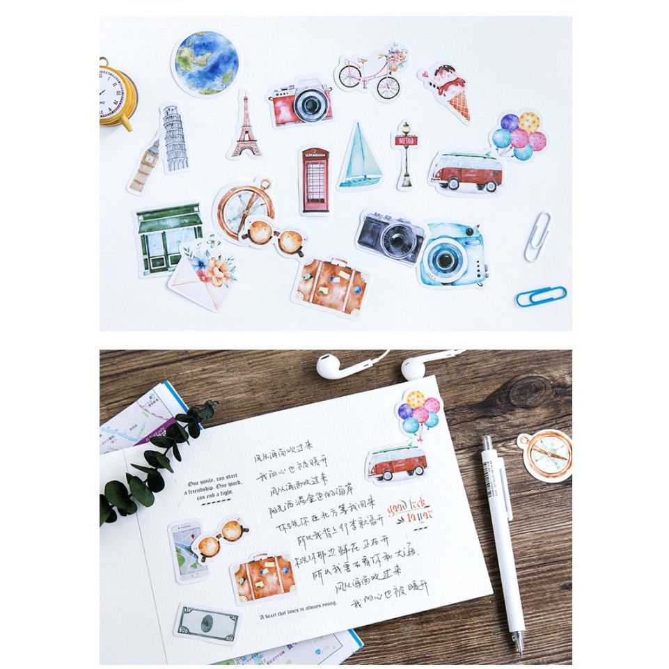 Set 23 Nhãn Dán, Sticker Trang Trí Chủ Đề Du Lịch