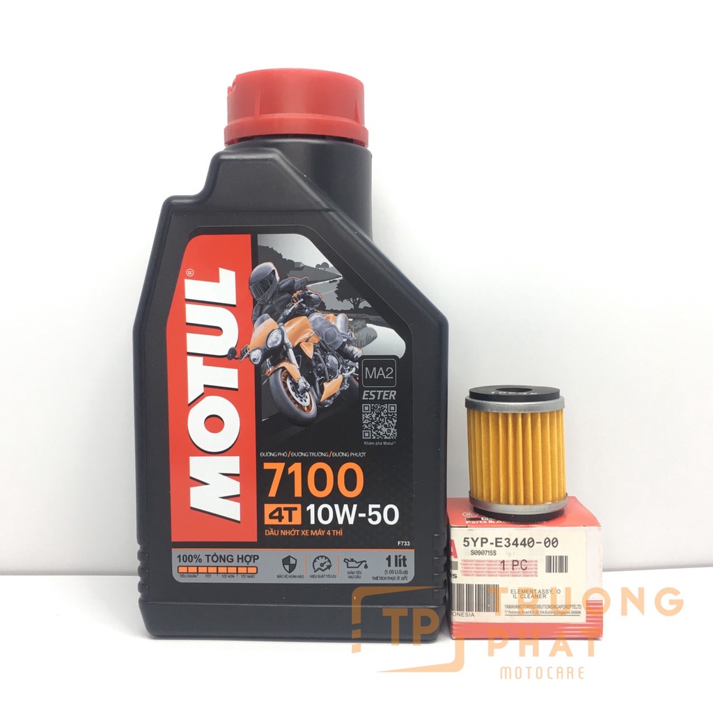 Nhớt Motul 7100 10W50 1L tặng lọc nhớt Yamaha