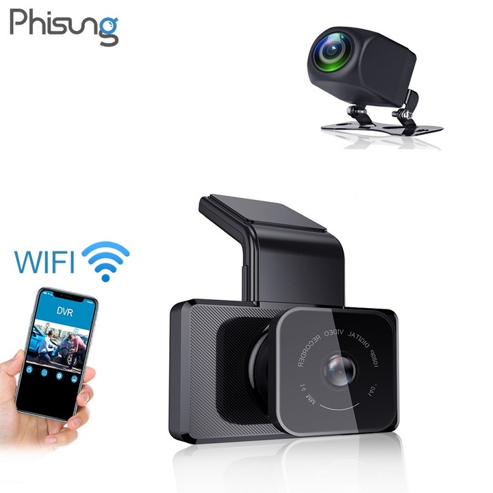 Camera hành trình trước+sau ô tô Phisung K10 tích hợp wifi, GPS