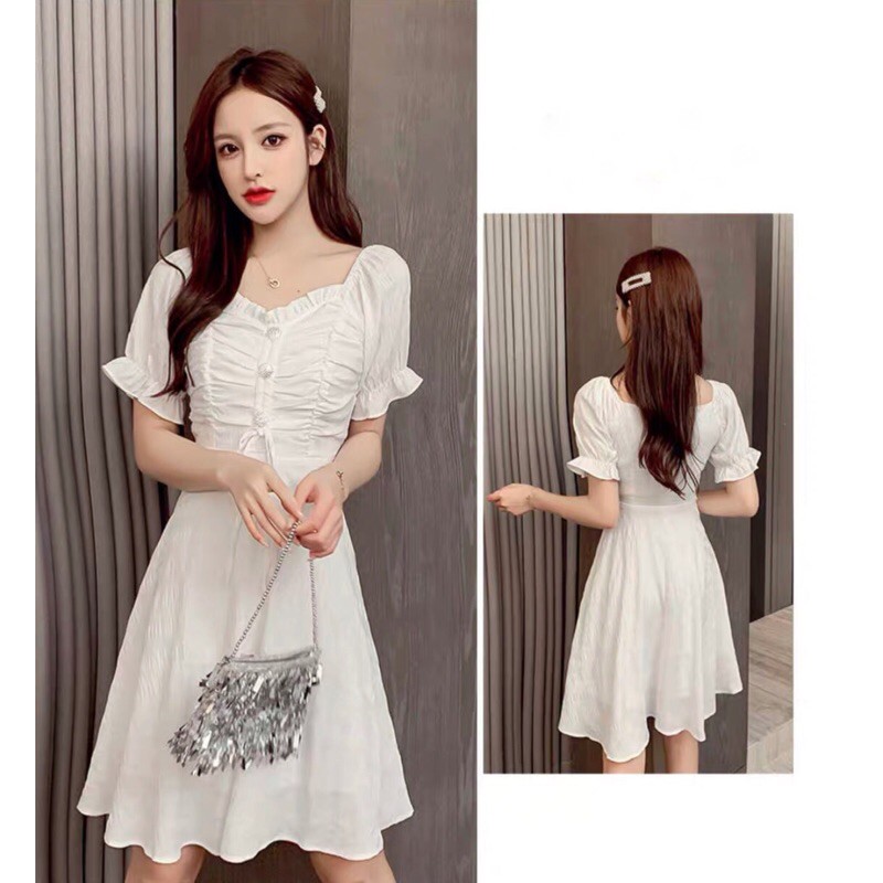 ĐẦM RÚT NGỰC 3 CÚC- MIN DRESS T186