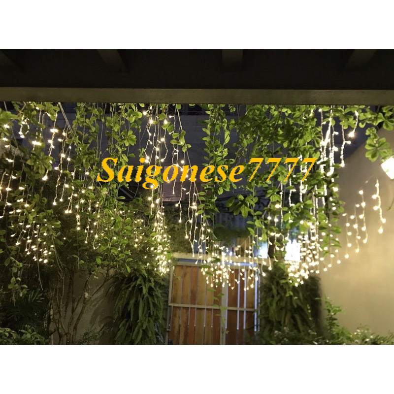 Dài 4M x 50cm - 16 Dây Đèn Led Fairy Light Không Chớp Nháy Xài Điện- Rèm Đèn Chống Nước Trang Trí Tiệc Sân Vườn Tết