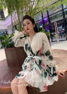 Váy voan hoa xếp tầng (2 màu)