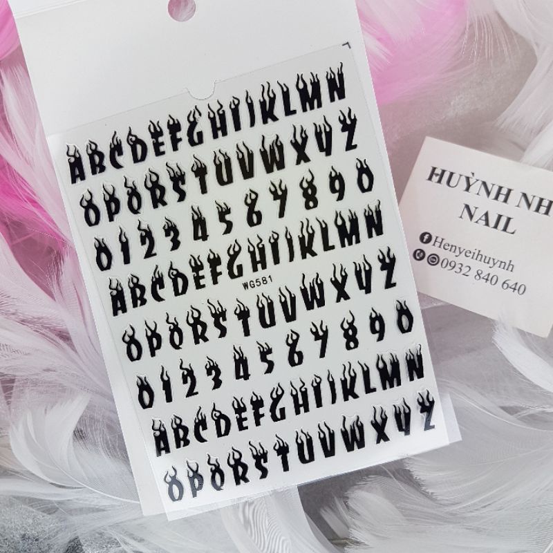 STICKER NAIL DÁN MÓNG MẪU CHỮ 💛 SỐ 💛 KÍ TỰ HÀNG LOẠI 1