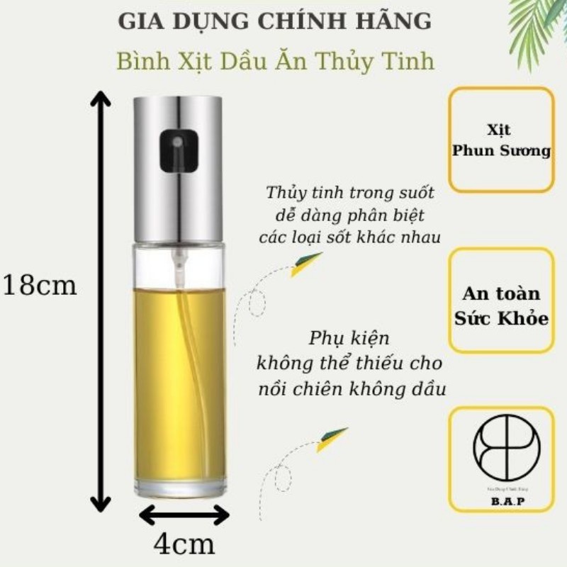 Bình xịt dầu ăn JIASHI dạng phun sương cho nồi chiên không dầu cao cấp dung tích 100ml LXD01